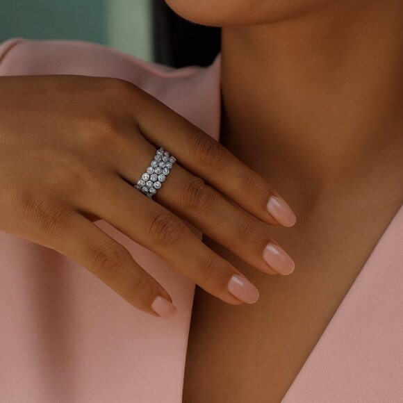 "Prestyn" Demi Fine Layered Ring Silver - Picture 1 of 2